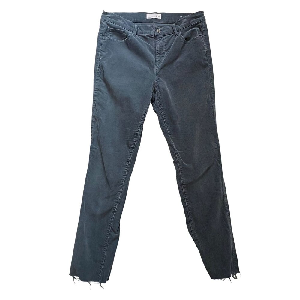 Ann Taylor Loft Womens Modern Skinny Corduroy Pants Size 28/8 Gray Frayed Hem